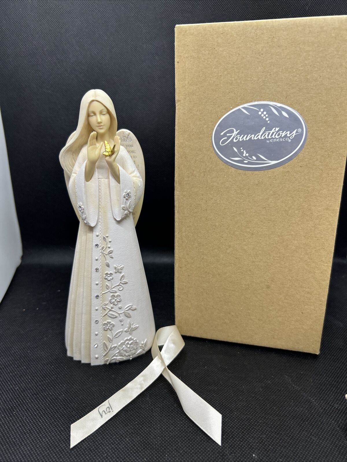 Foundations Angel with Butterfly Figurine 7.6 Inches High 4055278