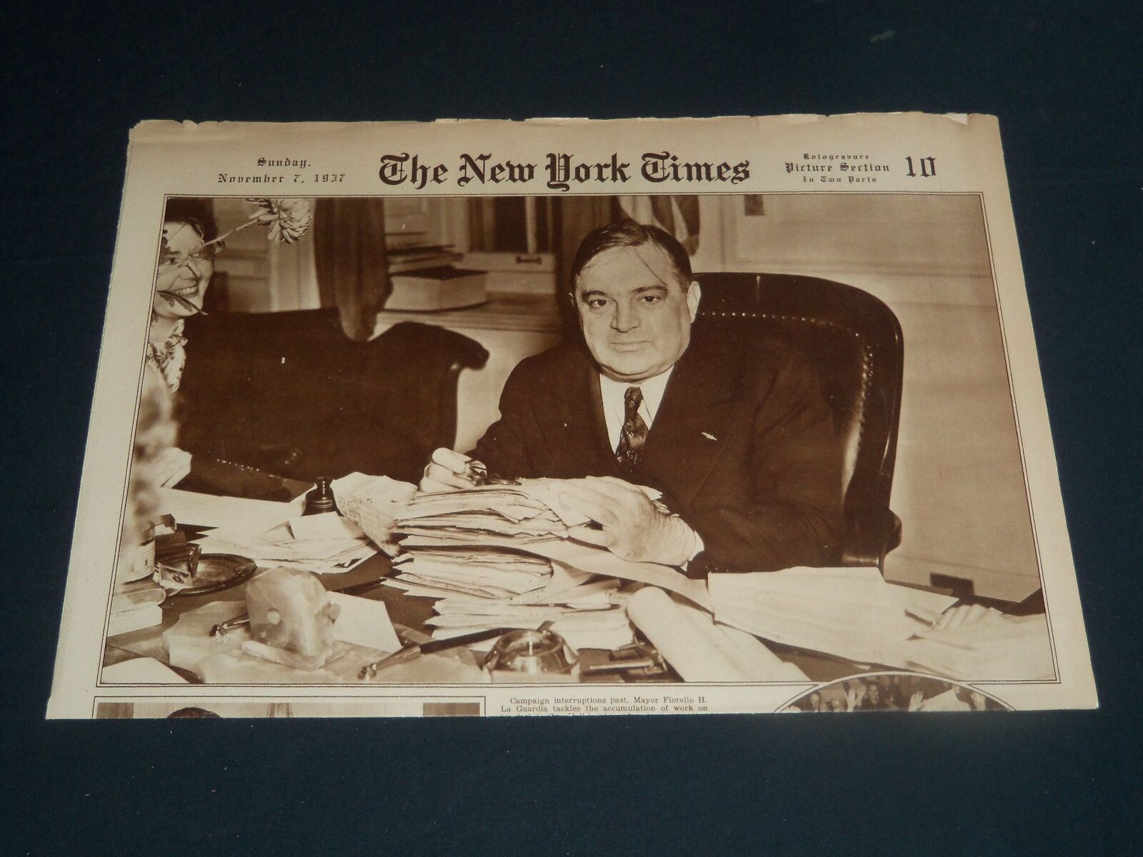 1937 NOVEMBER 7 NEW YORK TIMES PICTURE SECTION - FIORELLO LA GUARDIA - NP 3846