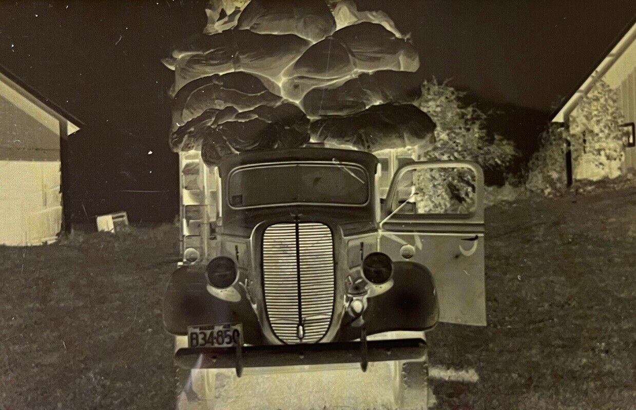 Vintage Photo Negative Old Farm Truck Southwick Massachusetts License Plate 1940