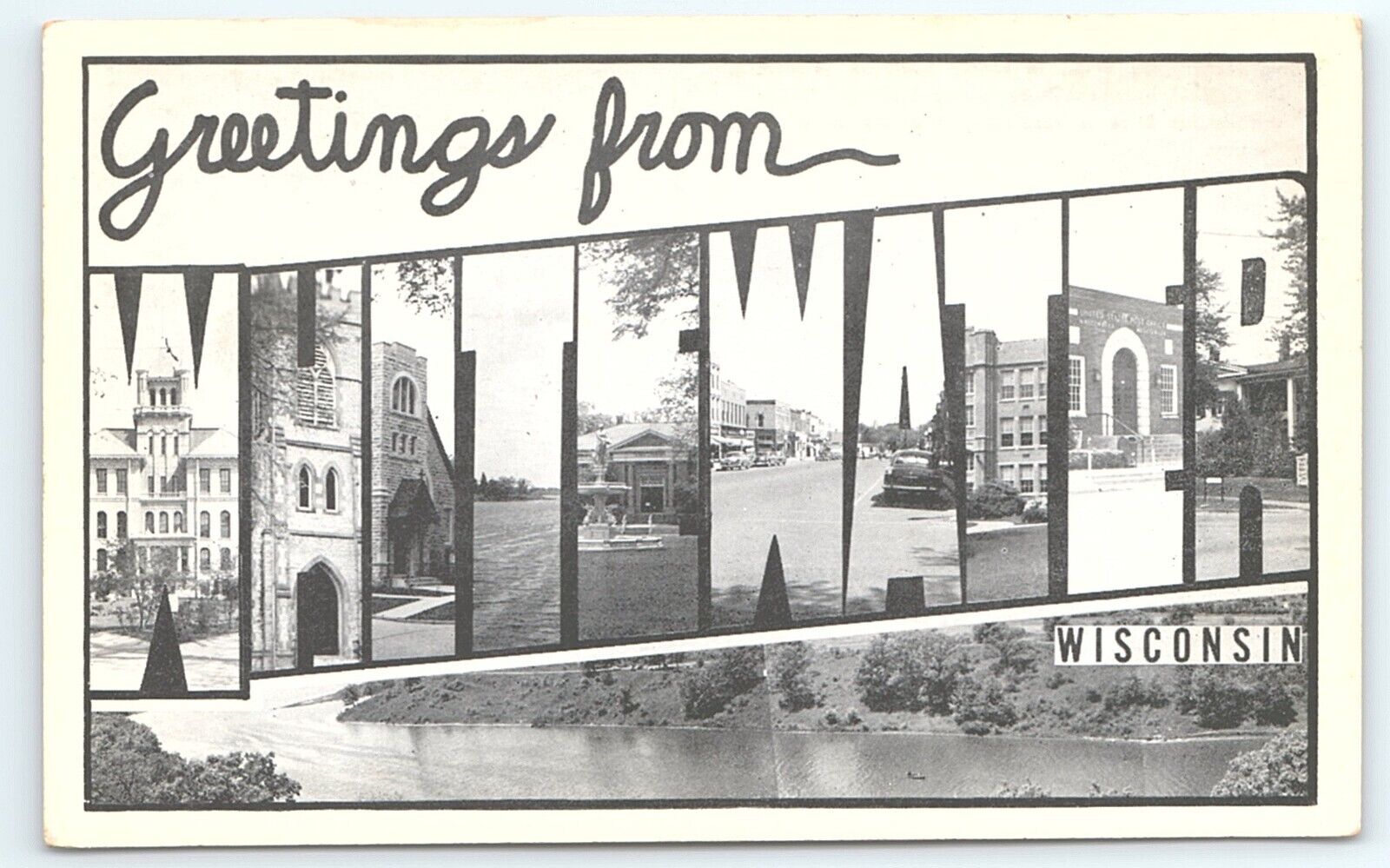 Postcard Greetings from Whitewater Wisconsin c1950s