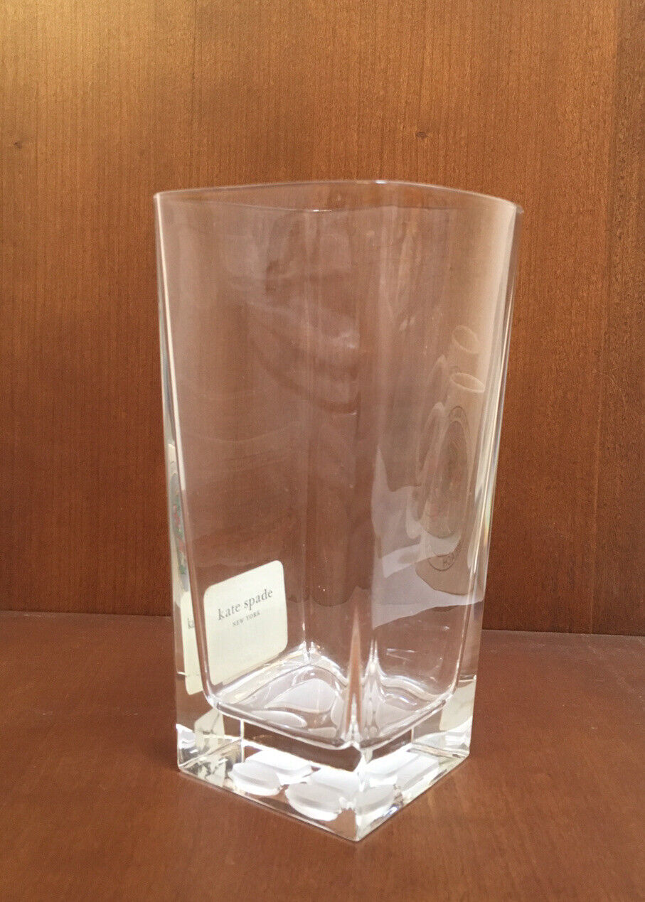 Lenox for Kate Spade Full Lead Crystal Rectangular Vase Germany 6”