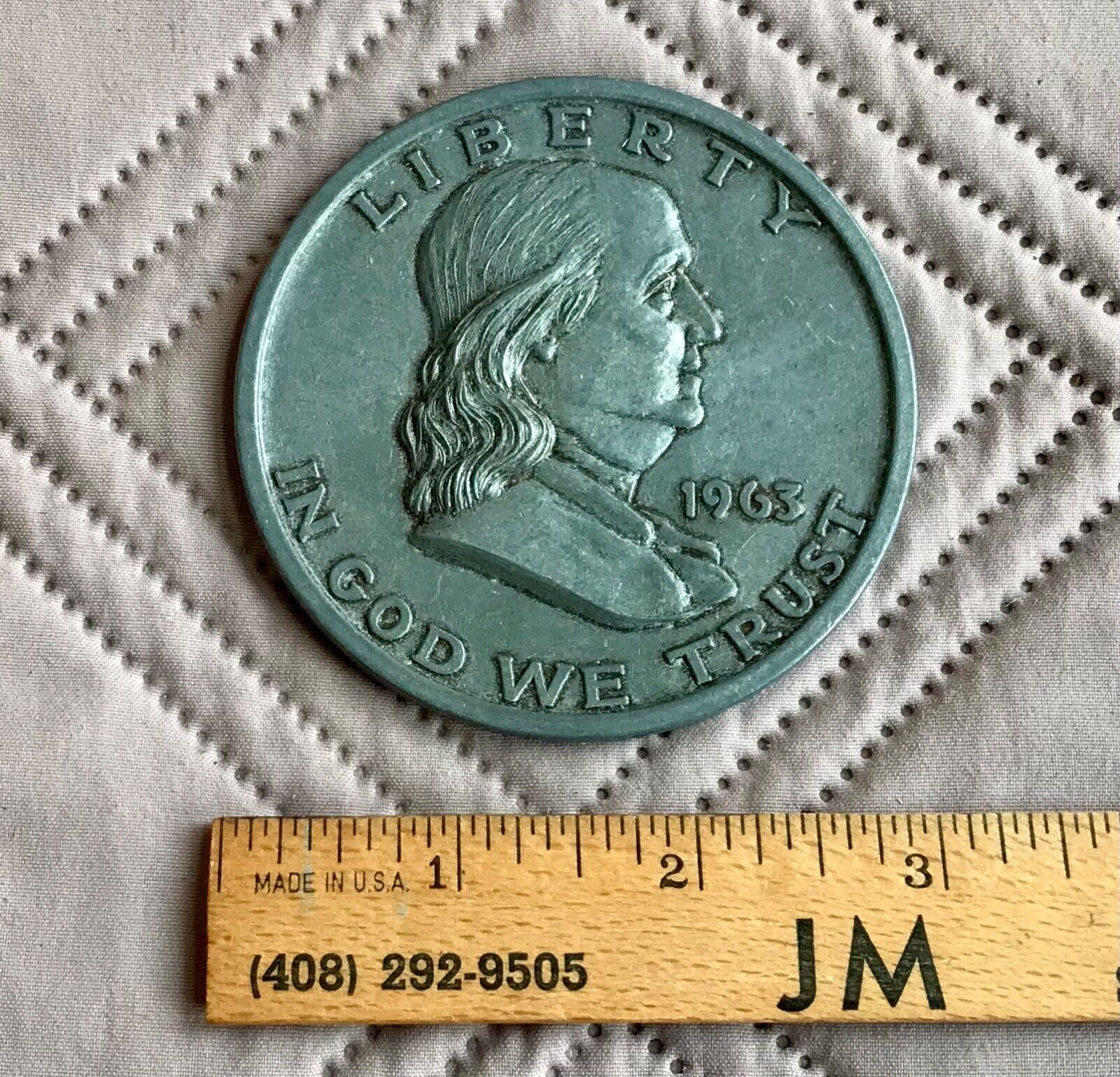 Ben Franklin Liberty Half Dollar Coin 1963 Replica 3\