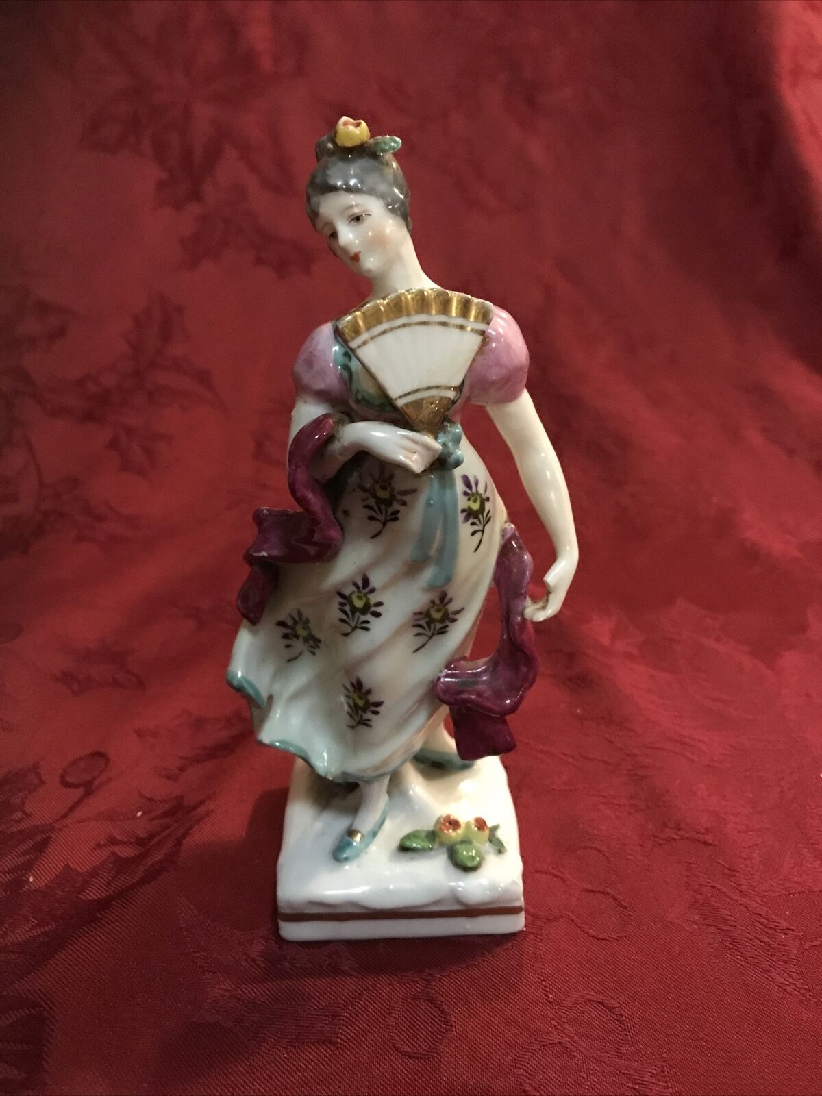Early Antique Meissen Figurine Lady With Fan