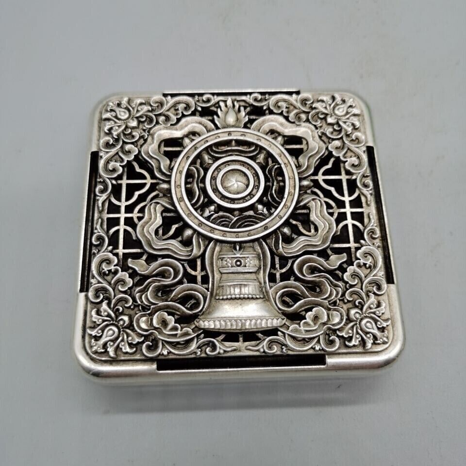 Sterling Silver Ornate Etched Carving Incense Burner Aromatherapy Box Antique