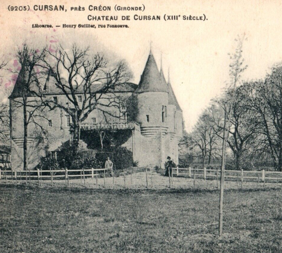 Soldier\'s Mail 1919 Cursan Pres Creon Chateau De Cursan Large Yard Postcard A8
