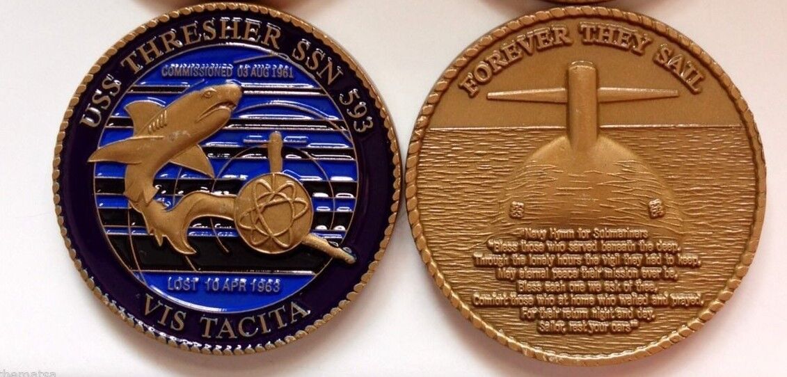 USS THRESHER SSN-593 FOREVER THEY SAIL NAVY MILITARY  SUBMARINE CHALLENGE COIN