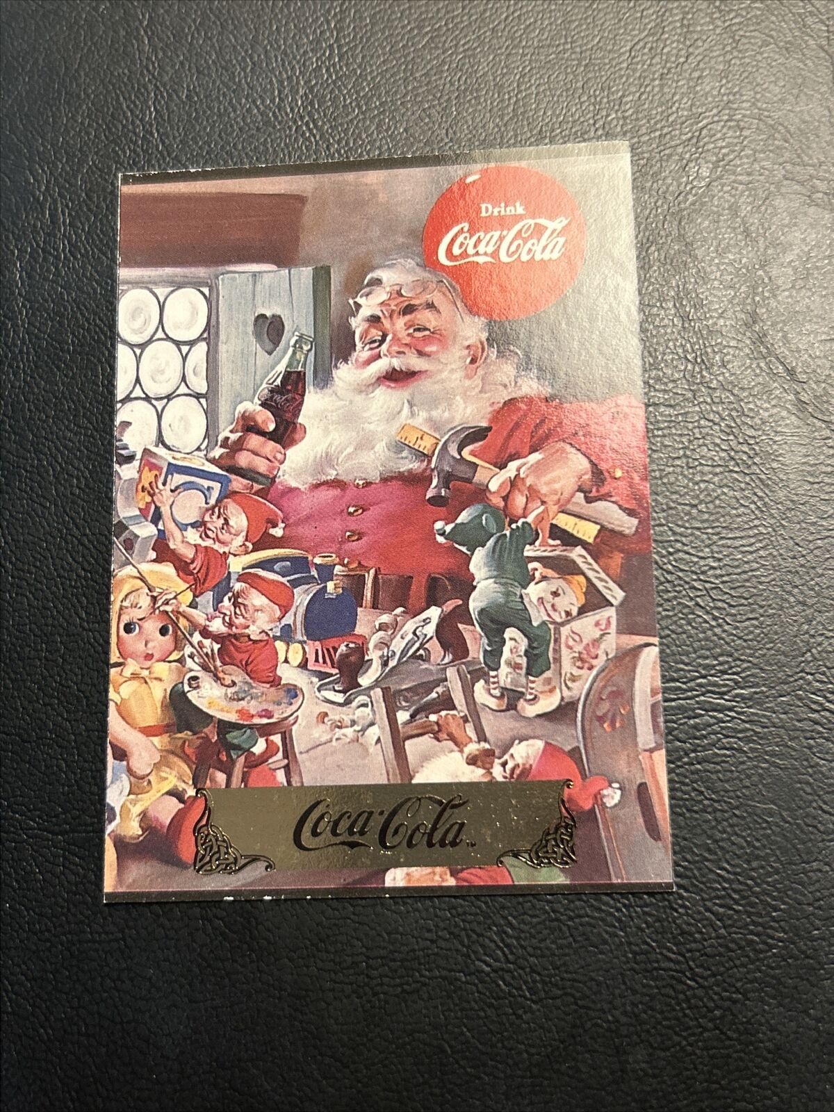 Jb6b Coca-Cola 1994 Collector Series, Gold Foil￼ S15 Santa, 1953 Making Toys