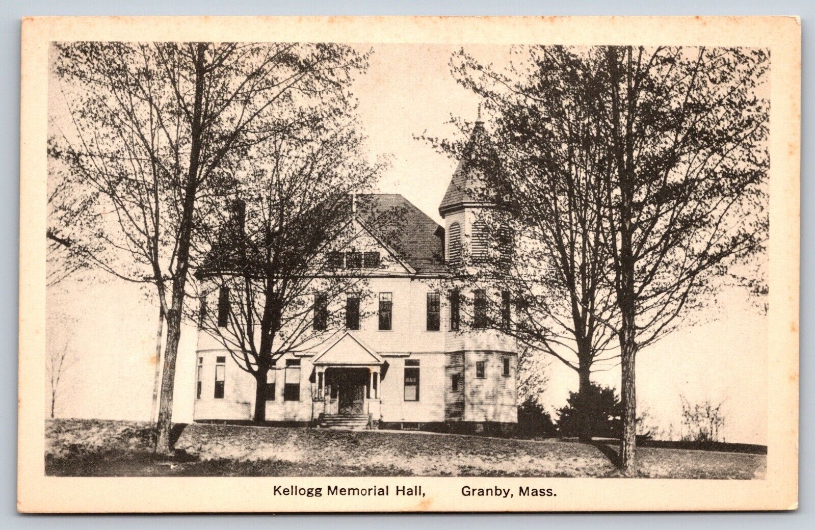 Vintage Granby Massachusetts Kellogg Memorial Hall Divided Back Postcard D8