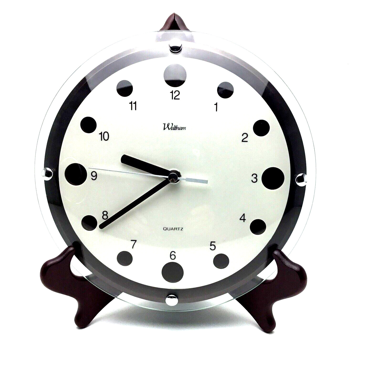 Waltham Wall Clock, Waltham Glass Dome Punched Dial Wall Quartz Clock