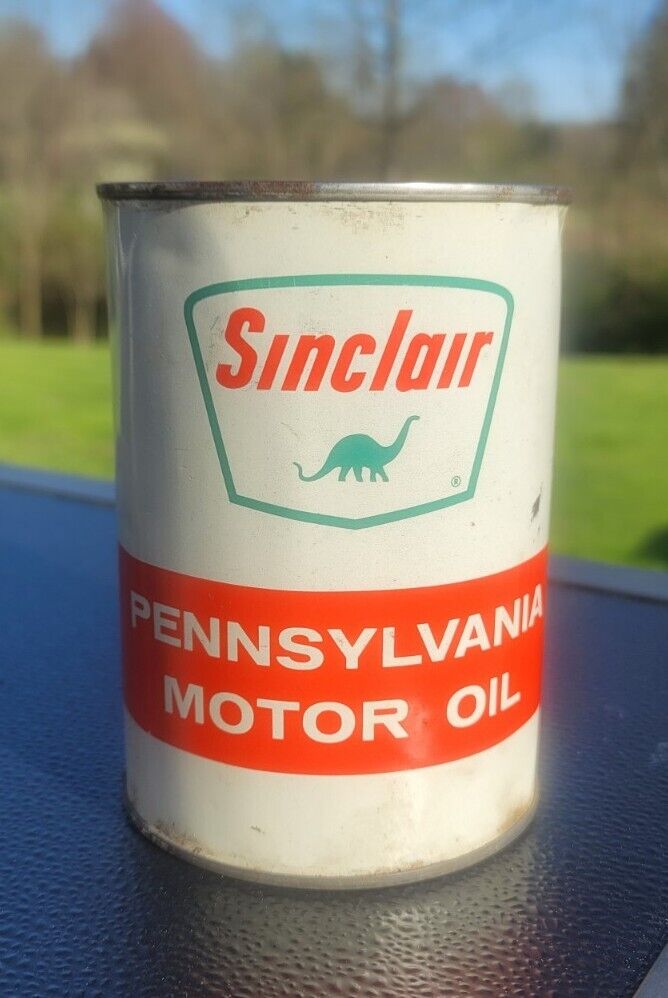 Vintage SINCLAIR Dino Pennsylvania Motor Oil Metal One Quart Can Empty New York 