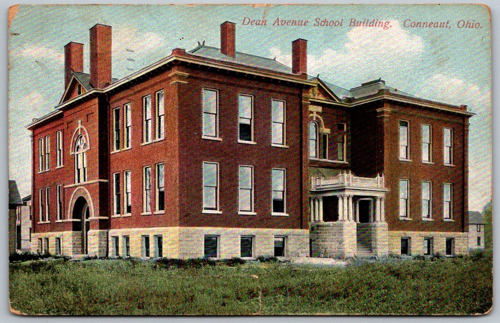 Conneaut Ohio 1912 Postcard Dean Avenue School