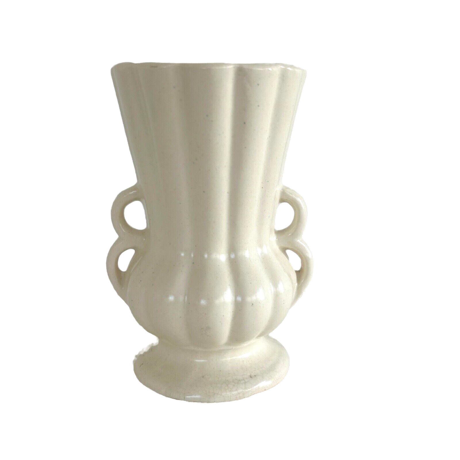 Vintage McCoy Vase Art Nouveau Cream Double Handled Farmhouse Cottage MCM **