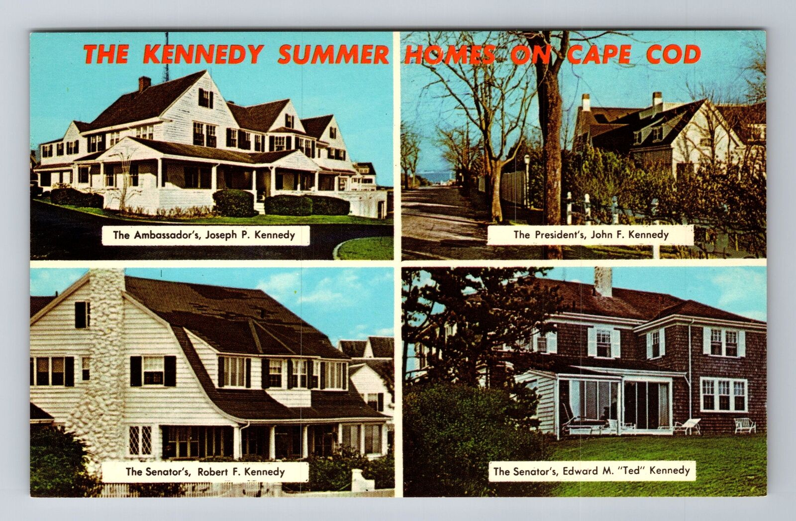 Cape Cod MA-Massachusetts, Kennedy Summer Homes, Antique, Vintage Postcard