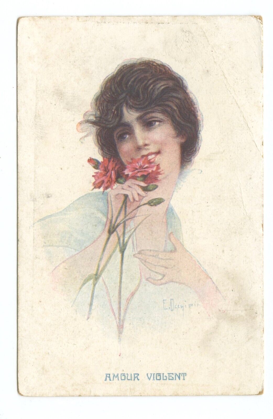 Amour Violent Pretty Lady Artist Signed Postcard