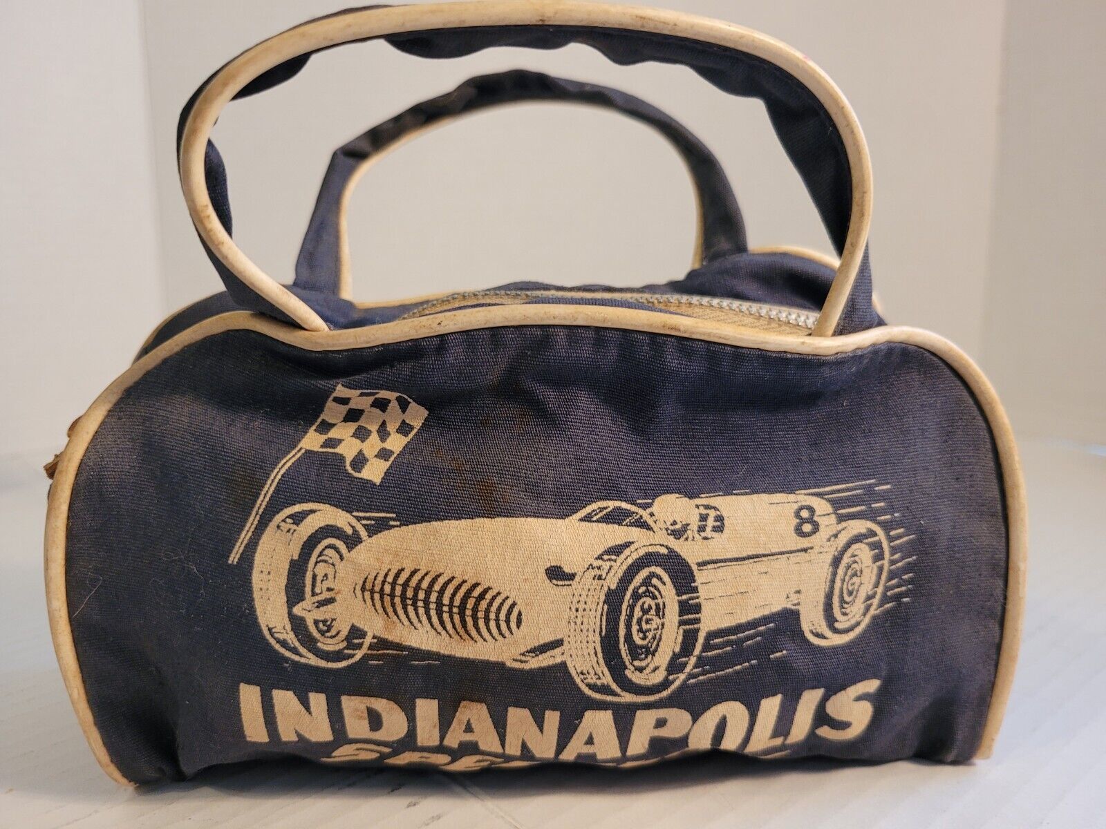 Vtg Indianapolis Speedway Mini BAG • AIRLINE TEXTILE MFG CO. DES MOINES, IOWA