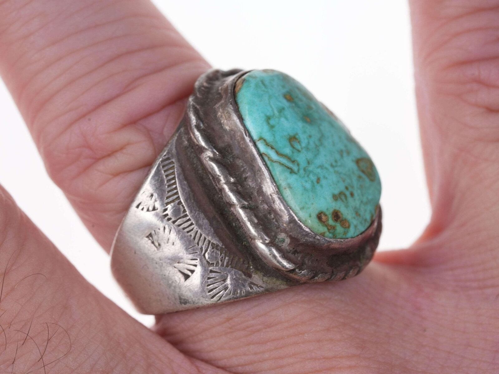 size 9.25 Old Pawn Navajo Silver/turquoise ring
