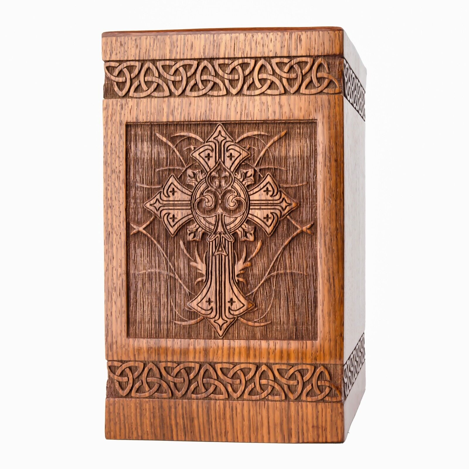 Displayex India Rosewood Engraved Cross Urns for Human Ashes Adult Male