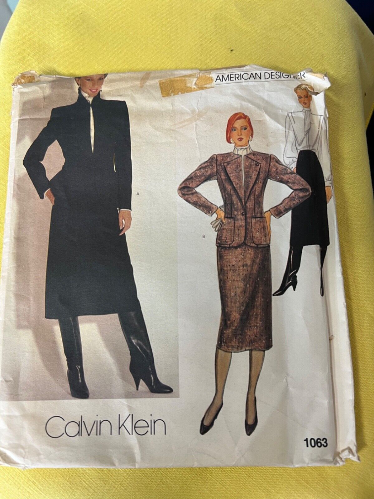 UNCUT Vogue 1063 Calvin Klein Misses Jacket Skirt & Blouse 16 Sewing Pattern