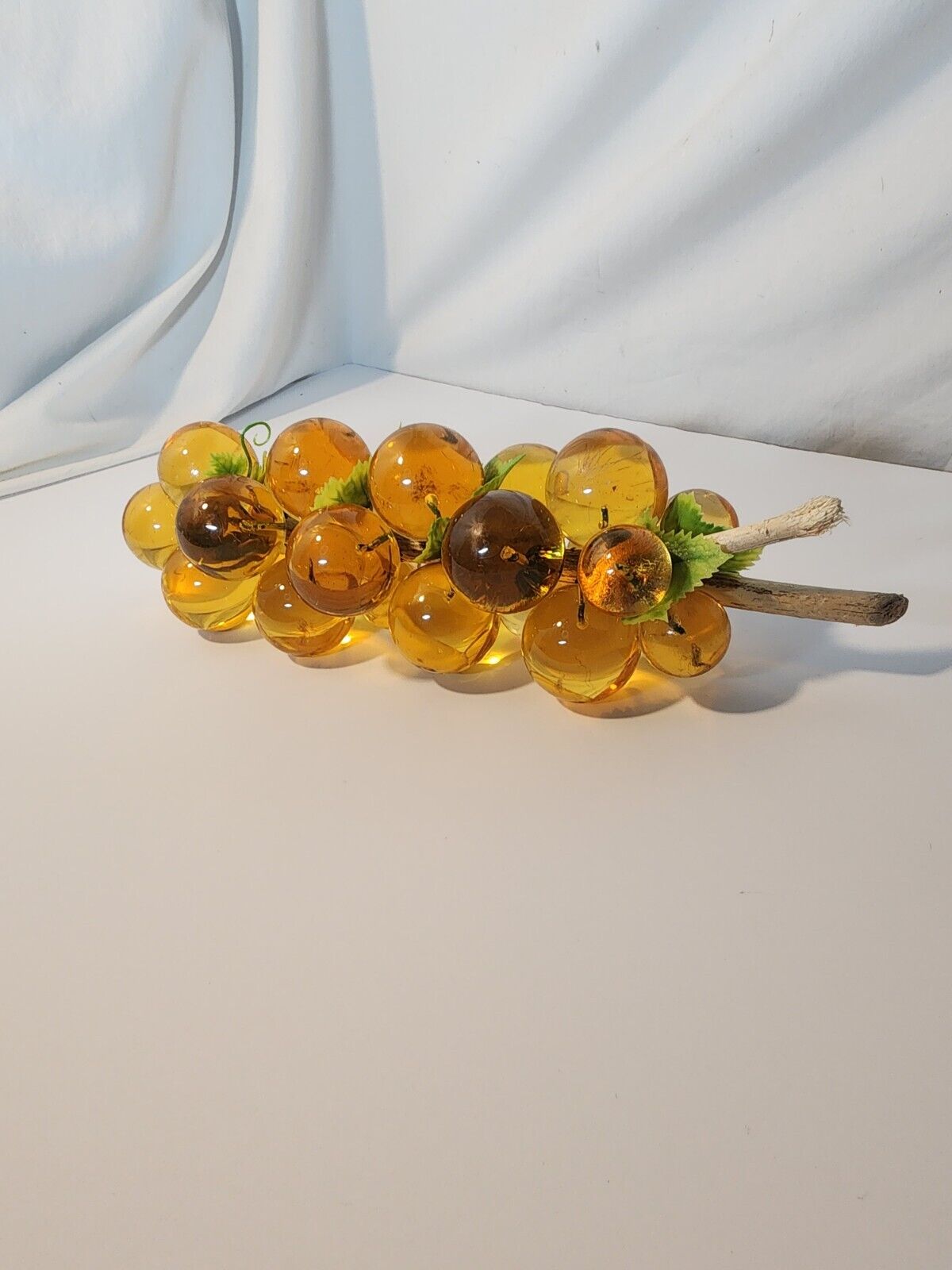 Vintage Large Lucite Acrylic Grape Clusters On DriftWood  12.5\