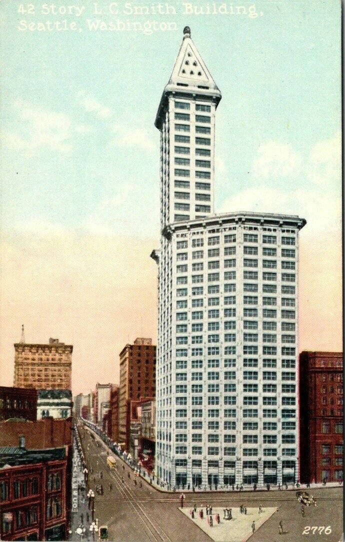 c1915 Historic Smith Tower 42 Story Building Seattle Washington Vintage Postcard