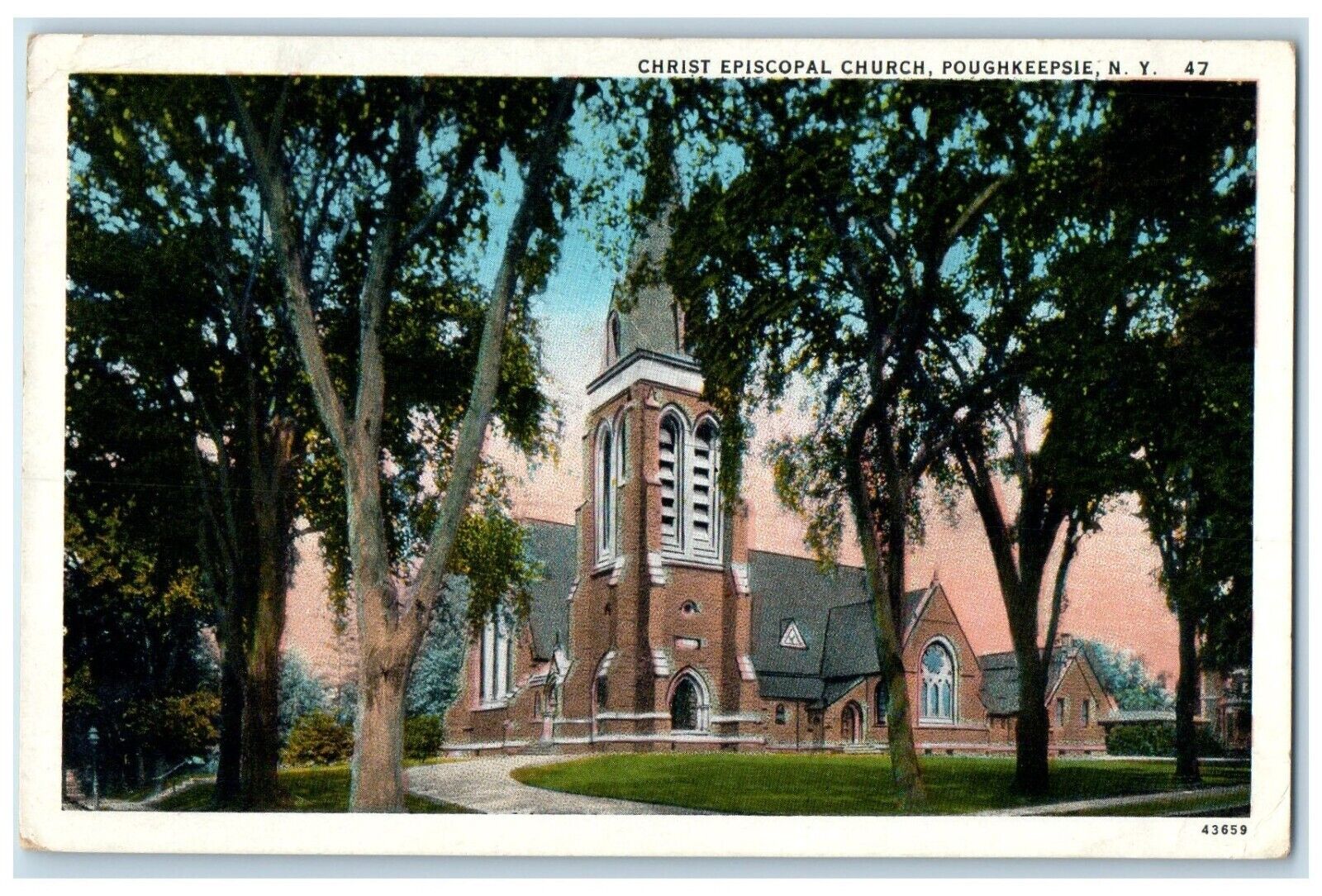 1930 Christ Episcopal Church Chapel Exterior View Poughkeepsie New York Postcard