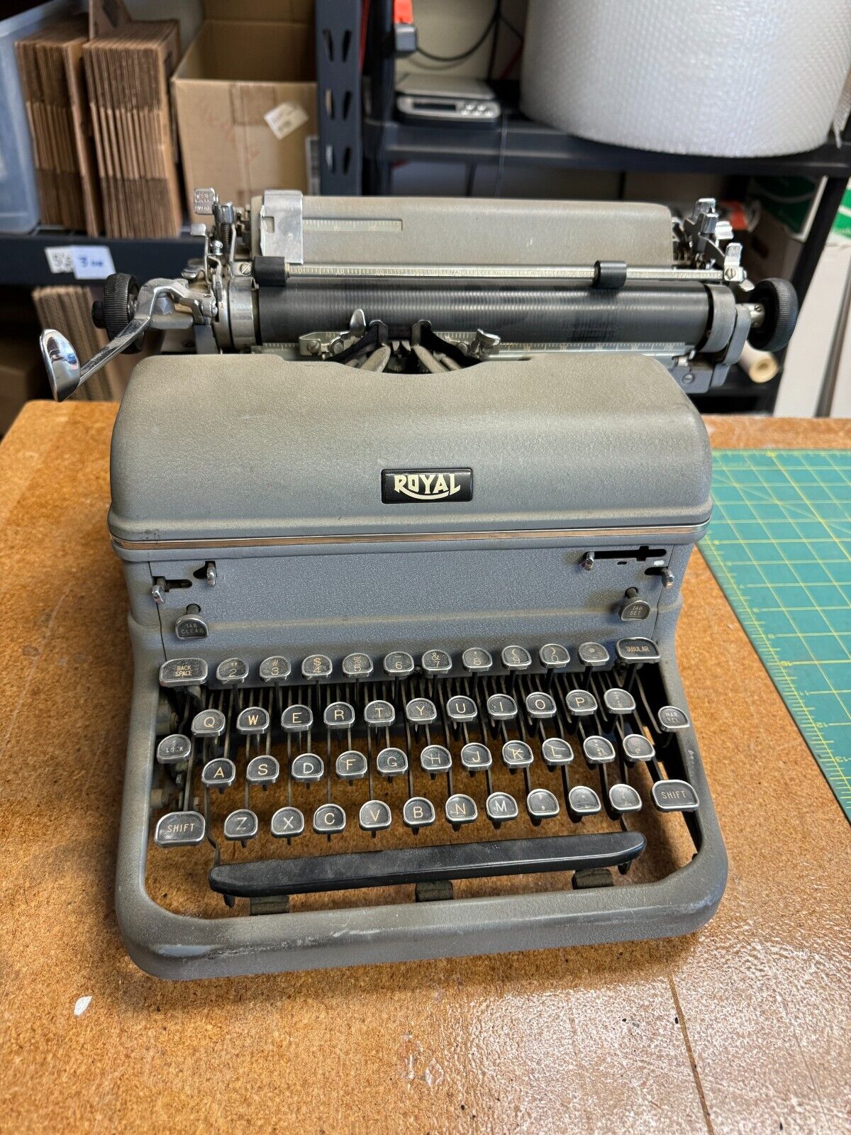Vintage Royal Typewriter KMG Grey Magic Margin 1950s