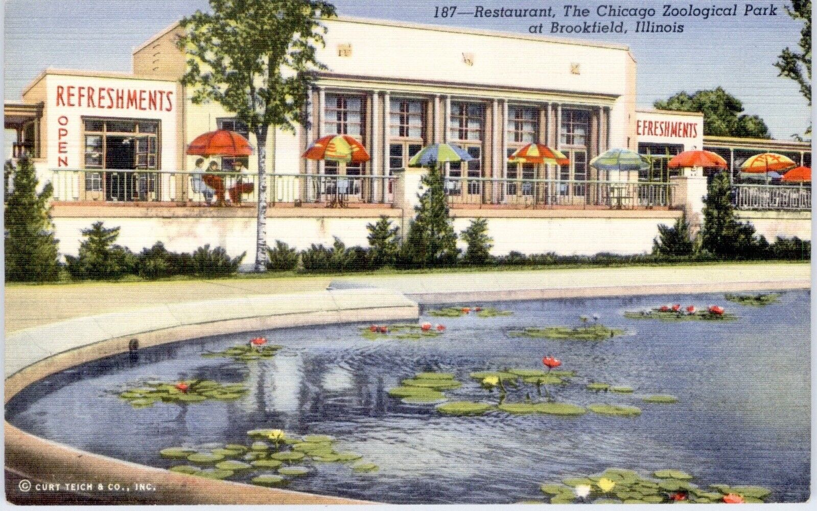CHICAGO ZOOLOGICAL PARK RESTAURANT, ILLINOIS ~  LINEN postcard~ 1941