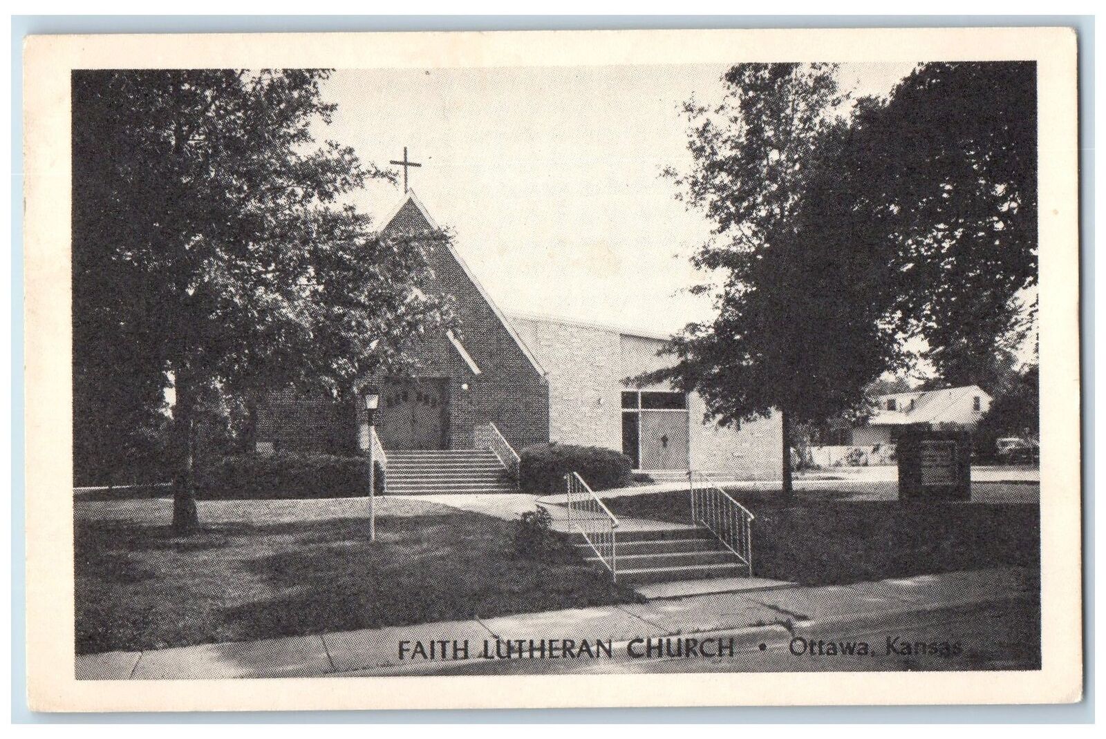 c1960\'s Faith Lutheran Church Exterior Scene Ottawa Kansas KS Unposted Postcard
