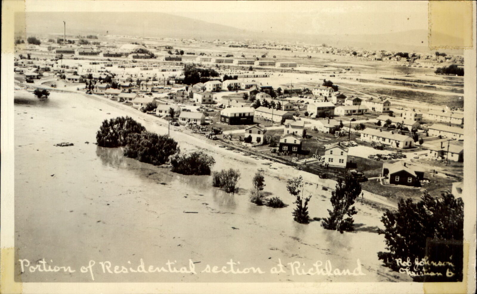 RPPC Richland Washington residential homes during 1948 flood~ photo postcard