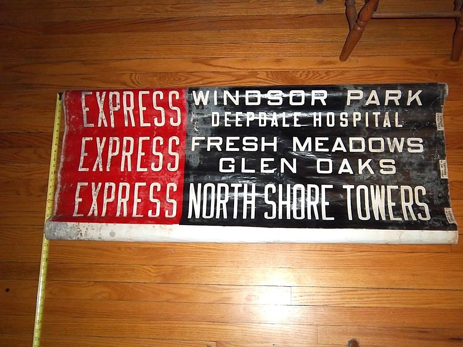 NY NYC BUS ROLL SIGN WINDSOR UNION TURNPIKE DEEPDALE HOSPITAL NORTH SHORE TOWERS