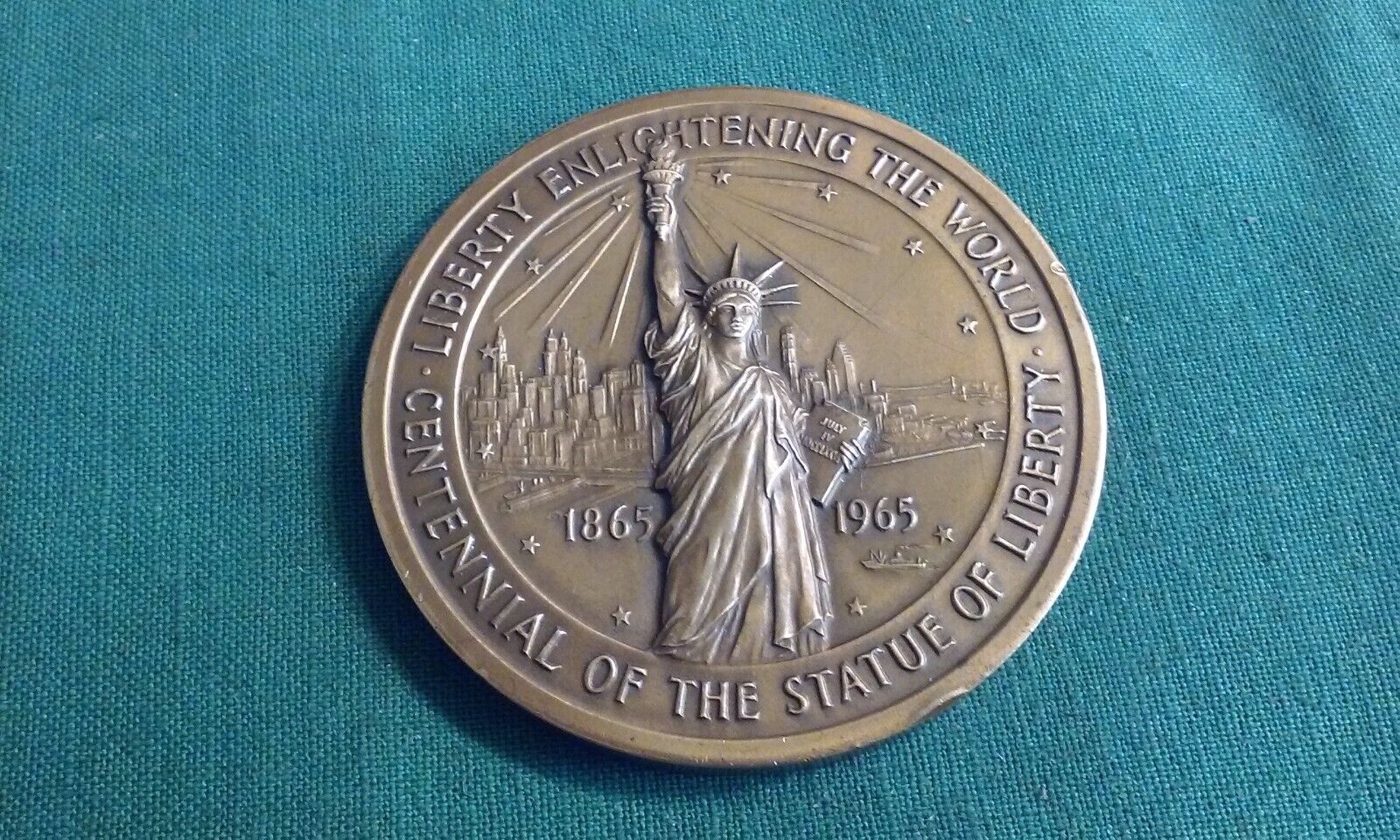 1865-1965 CENTENNIAL STATUE OF LIBERTY Medallic Art Co. New York Bronze Medal