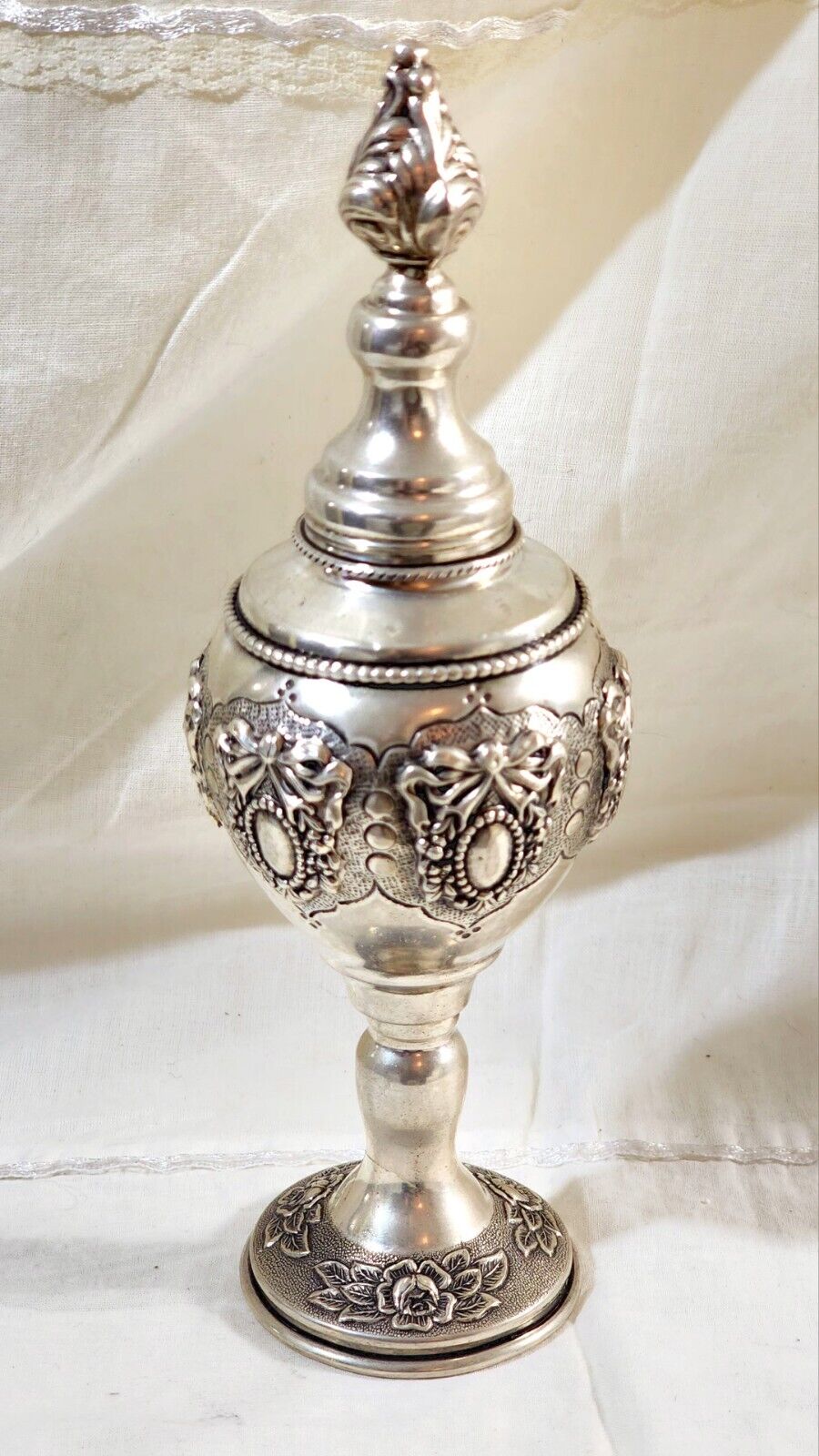 Besamim Spice Tower/Box  Judaica  925 Sterling Silver Made In Israel Marked.