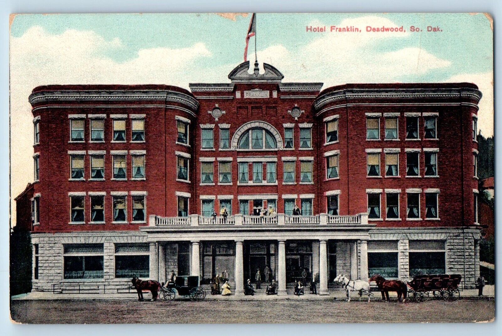 Deadwood South Dakota SD Postcard Hotel Franklin Exterior Building c1910 Vintage