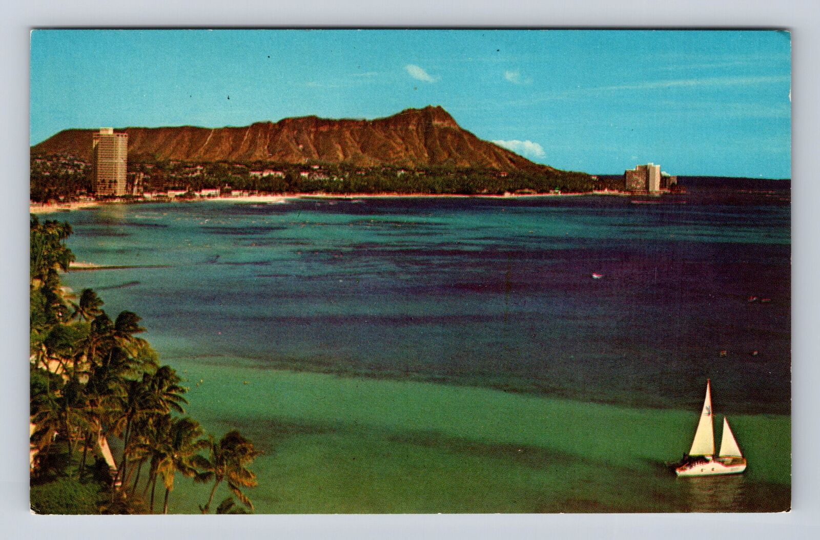 Diamond Head HI-Hawaii, Panoramic View Diamond Head Volcano, Vintage Postcard