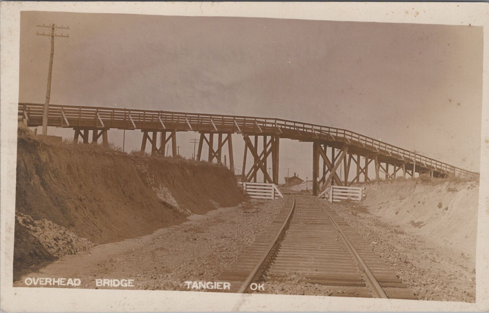 Overhead Bridge Tangier Railroad c1910s RPPC Photo Postcard