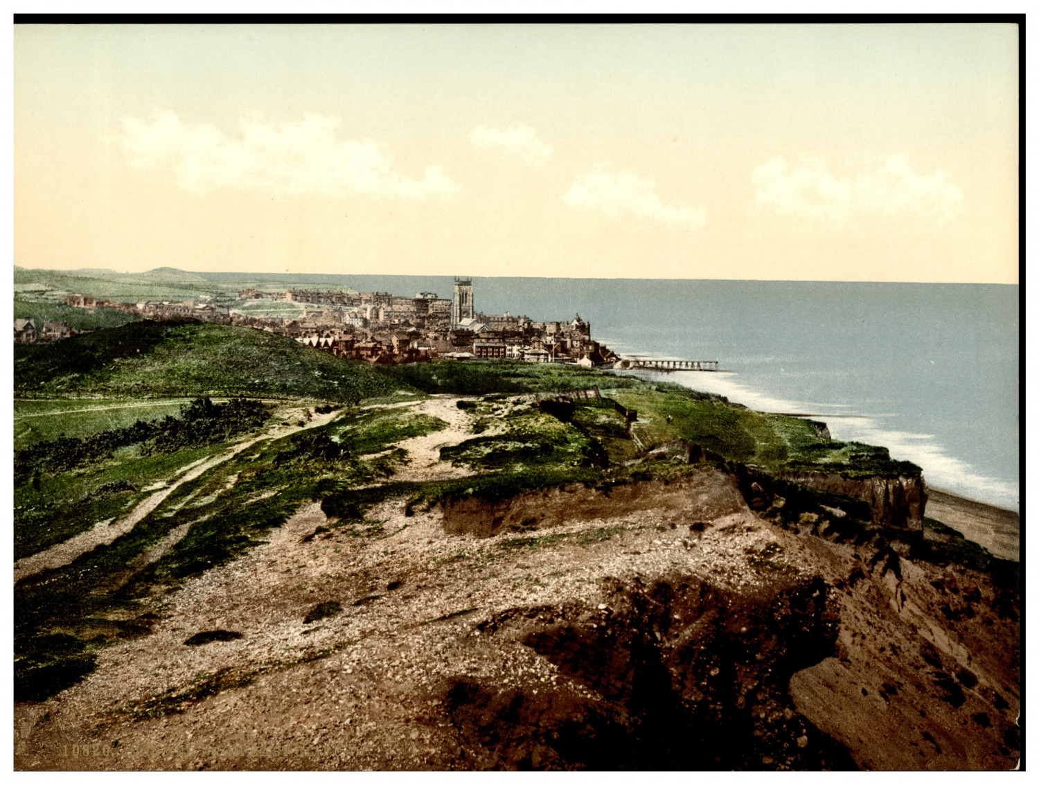Cromer, from East Cliff II.  Vintage photochrome by P.Z, photochrome Zurich photo