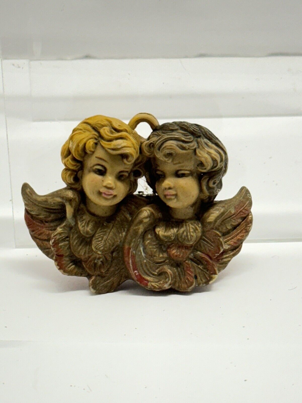 Vintage Italian Twin Head Angel Ornament Christmas Marked Italy 918