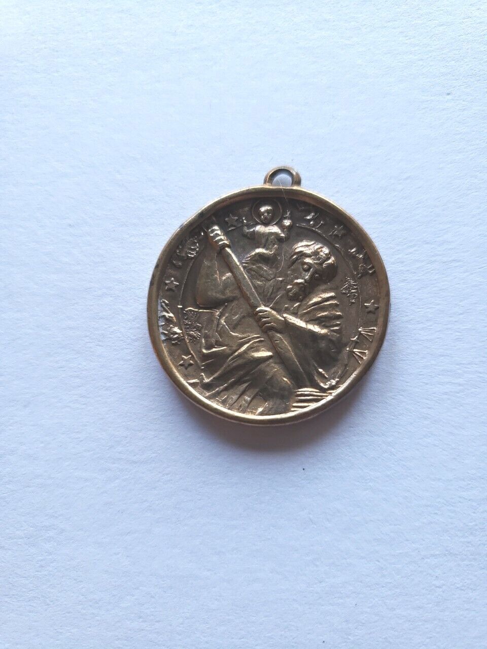 Vtg Antique St Christopher Brass Medal 1 In Car