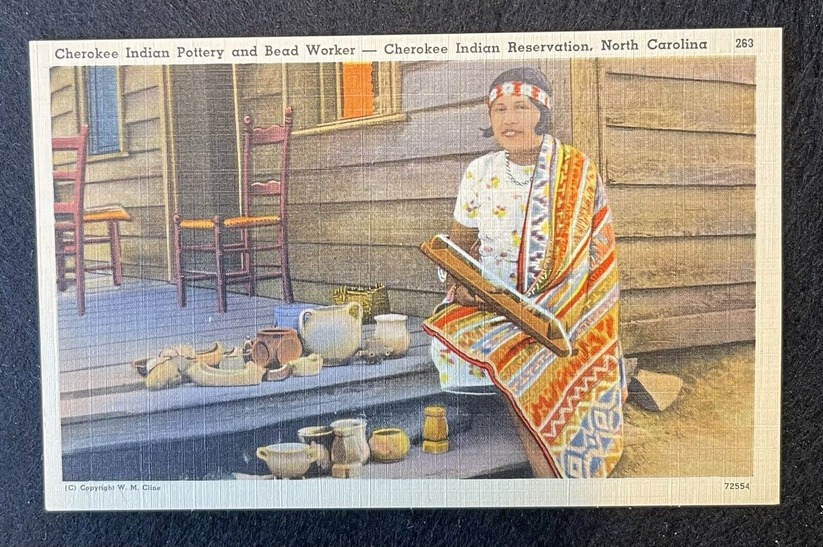 VTG POSTCARD CHEROKEE WOMAN POTTER & BEADER. Indian Reservation, North Carolina