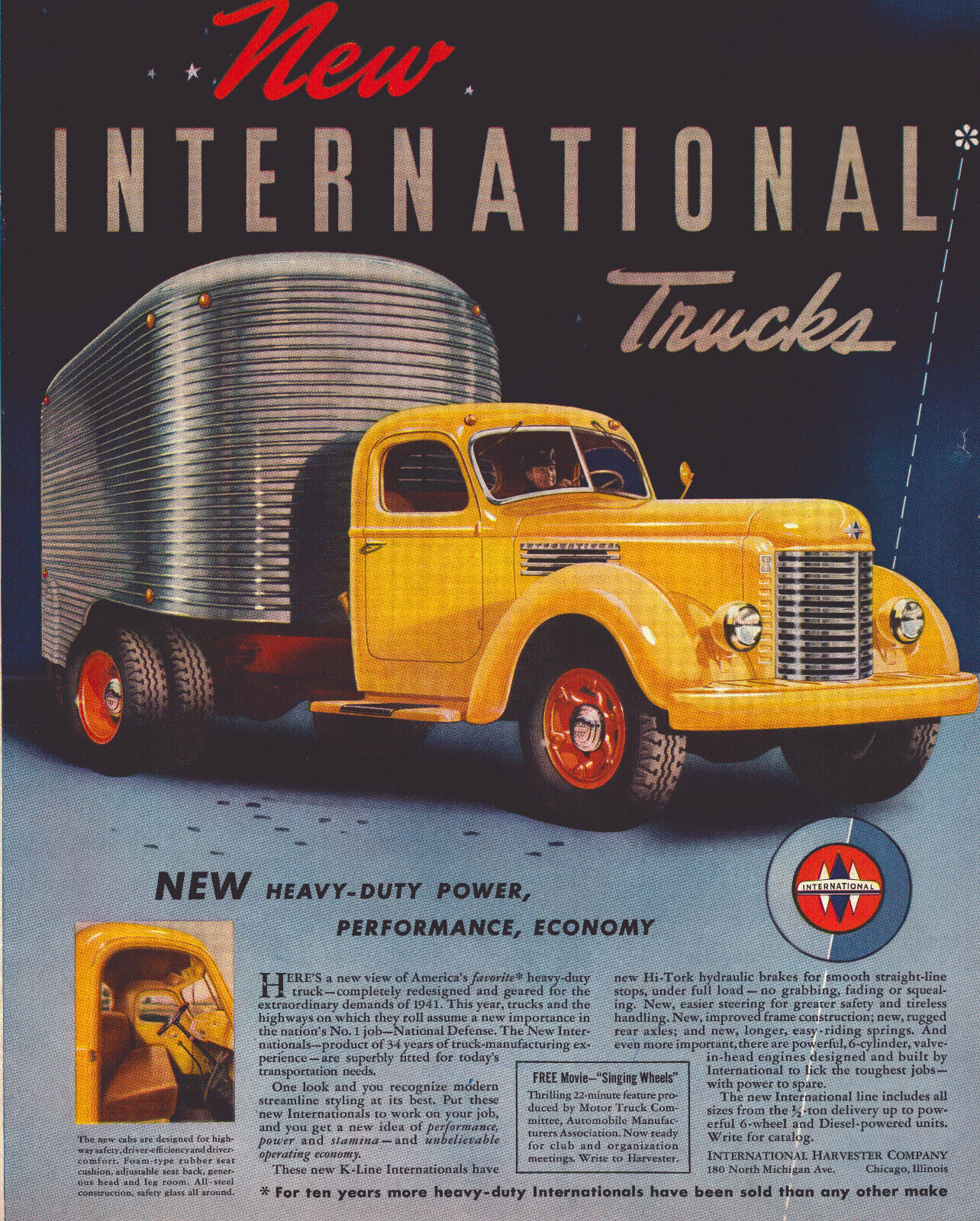 A2 1941 International Trucks Original Print Ad Yellow Truck Heavy Duty 10\'\' X 13