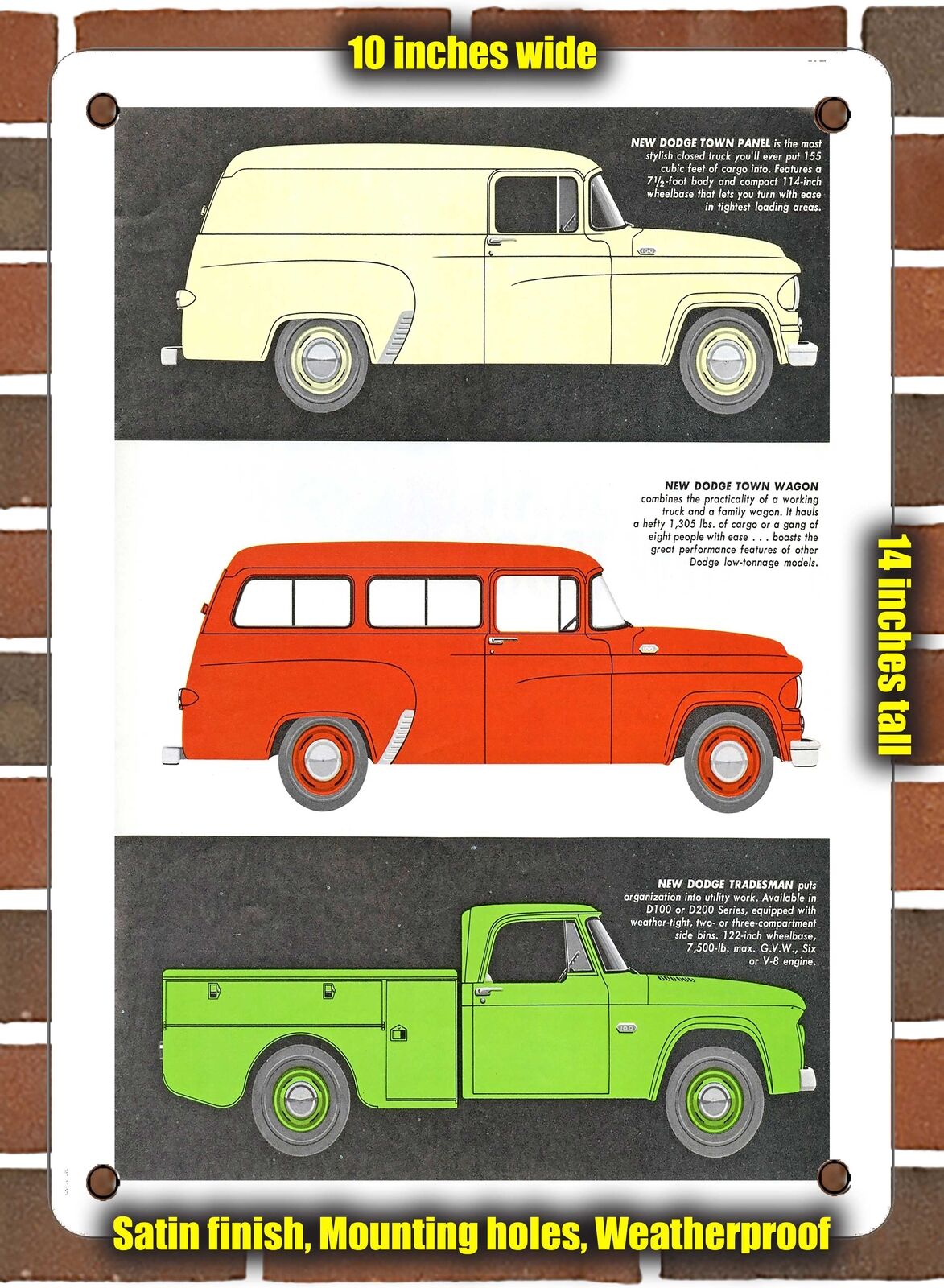 METAL SIGN - 1961 Dodge Town Panel Wagon and Tradesman Utility Truck - 10x14\
