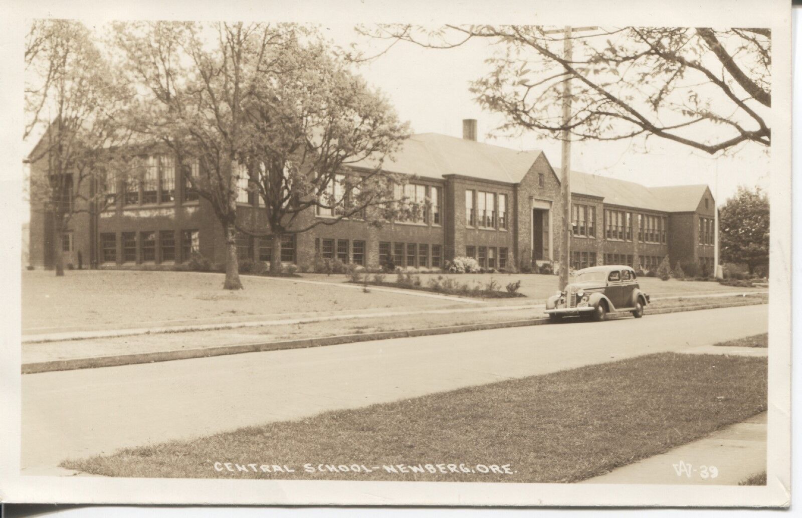 Real Photo Postcard RPPC Central School Newberg Oregon c.1930s-40s
