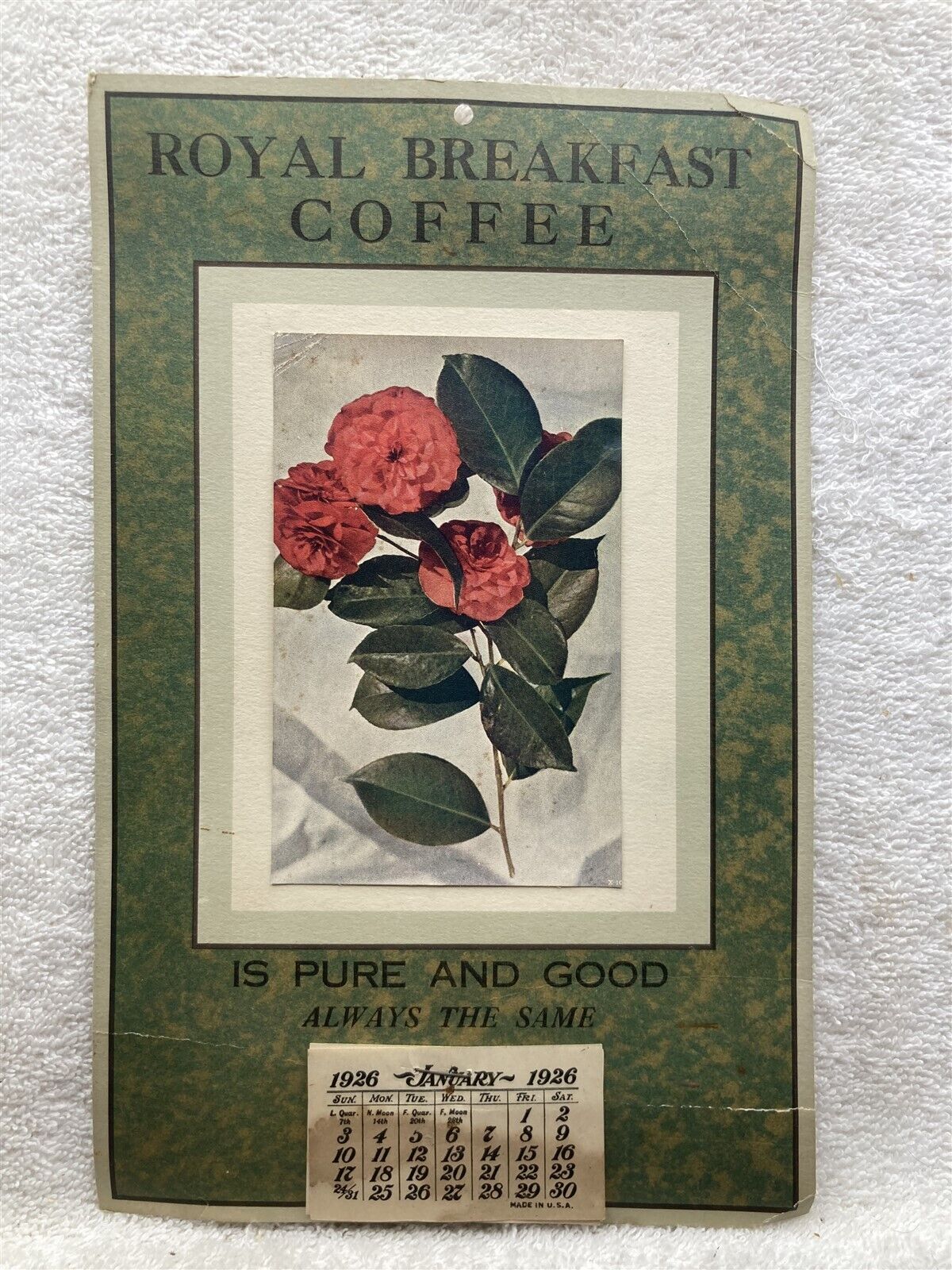 1926 Royal Breakfast Coffee Advertisement Calendar Vtg
