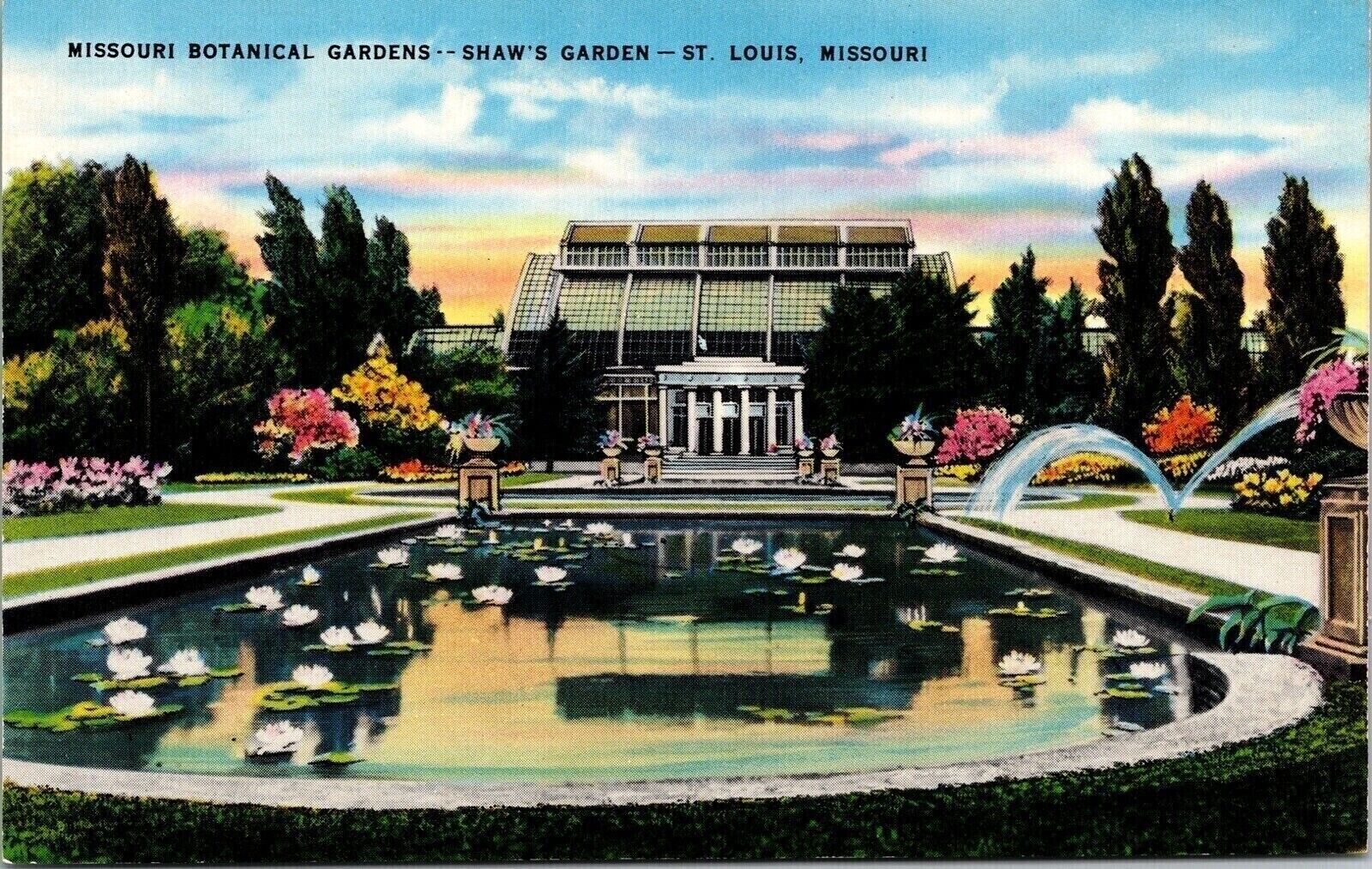 Missouri Botanical Gardens Shaw Garden St Louis MO Sunset VTG Postcard UNP
