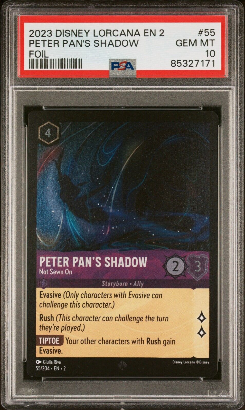 2023 Disney Lorcana #55 - Peter Pan’s Shadow Not Sewn On - Foil PSA 10 GEM
