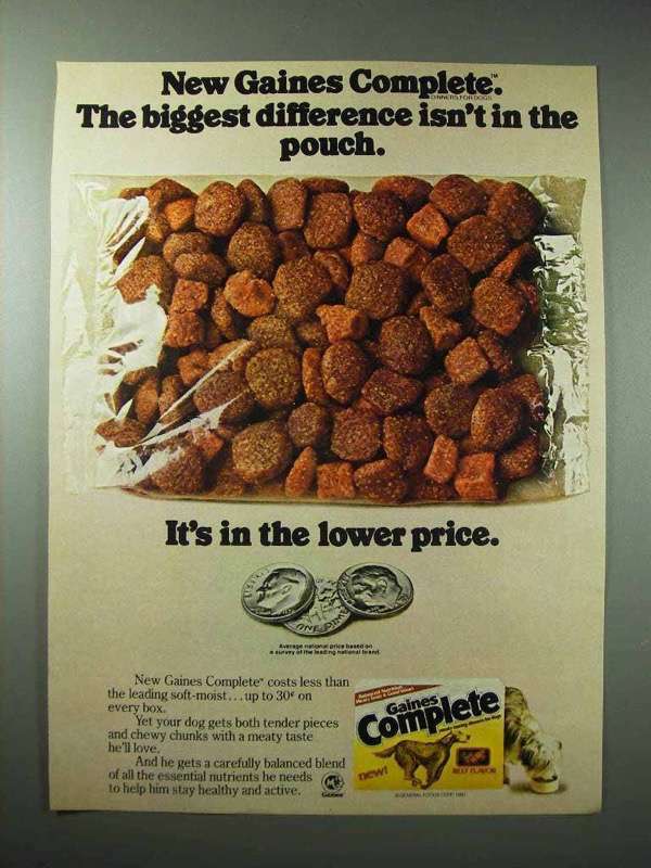 1980 Gaines Complete Dog Food Ad - Biggest Difference