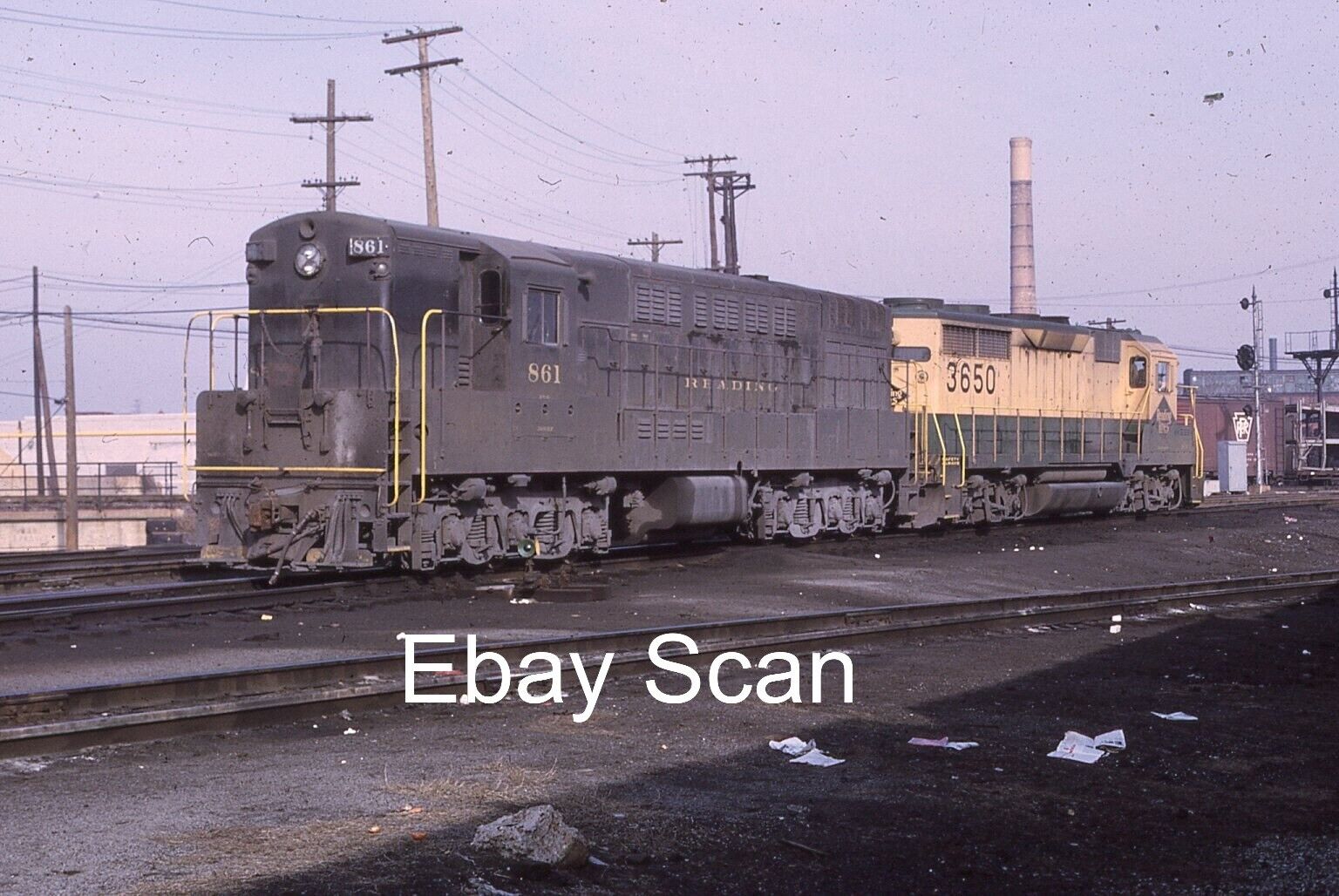 Vintage Original 35mm Kodachrome Slide Reading Railroad Train 1966