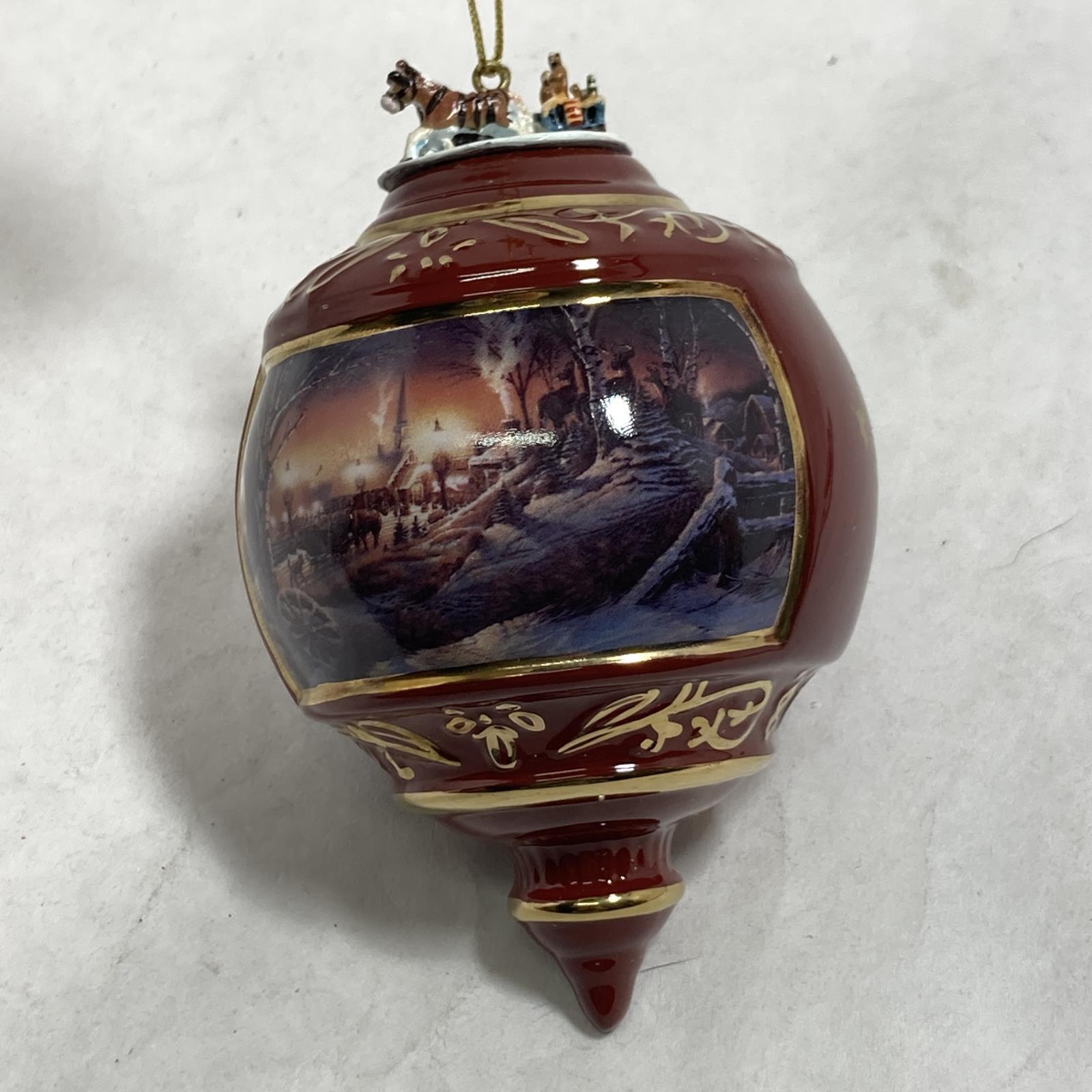 1999 Terry Redlin Night On the Town Porcelain Christmas Ornament Brown