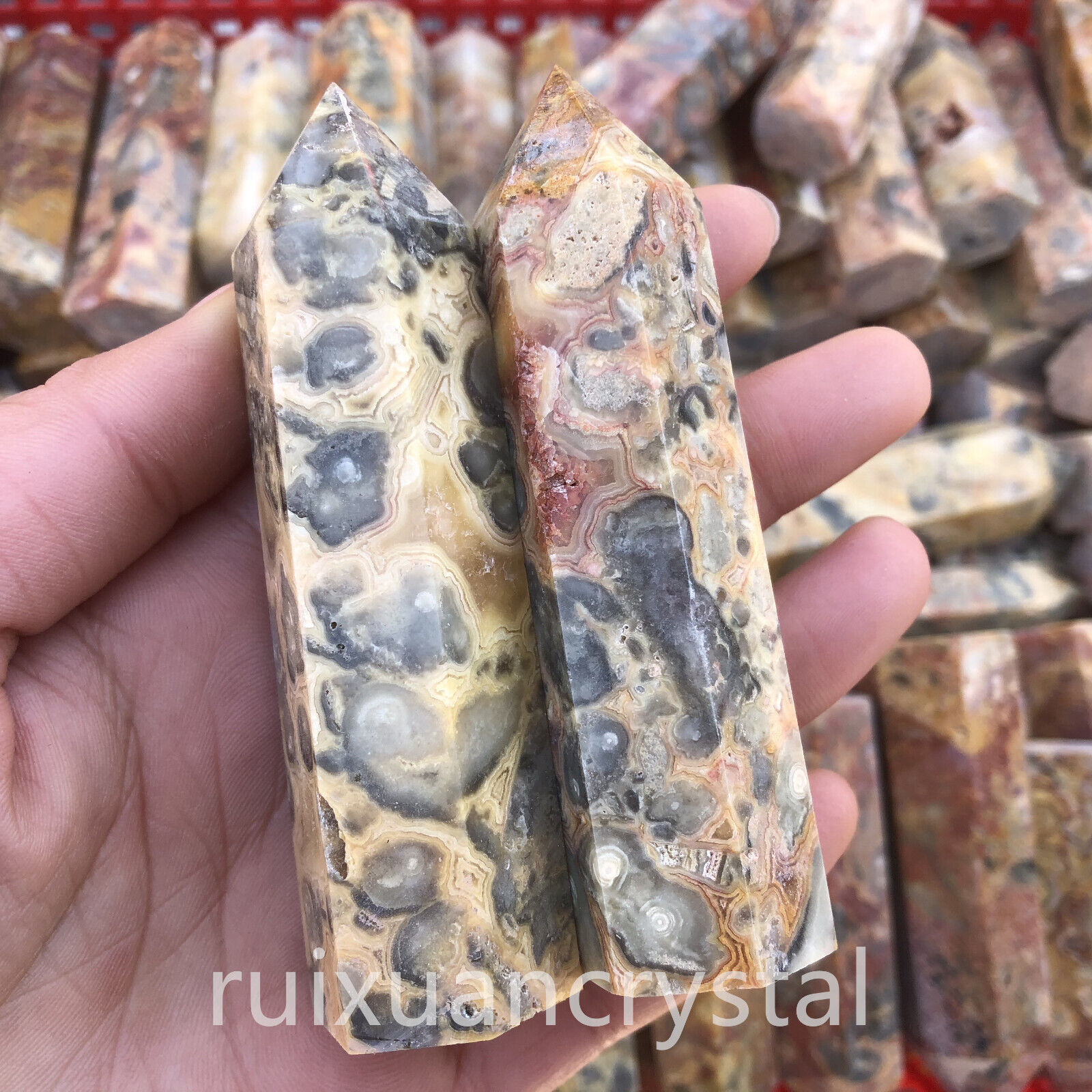 1pc Natural Crazy agate  quartz crystal obelisk wand point healing Wholesale