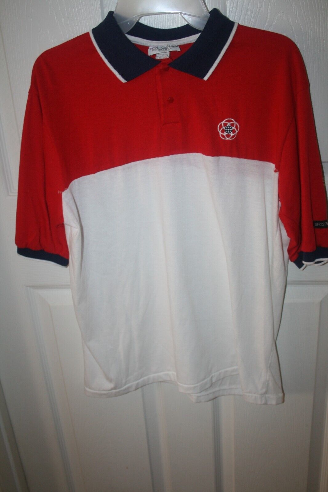 Vintage 1982 Epcot Opening Large Red, White and Blue Golf Shirt